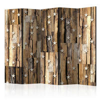 Paravent doppeltseitig mit 5  Flügel - Hellbraun/Beige, Basics, Holz/Textil (225/172/3cm) - artgeist