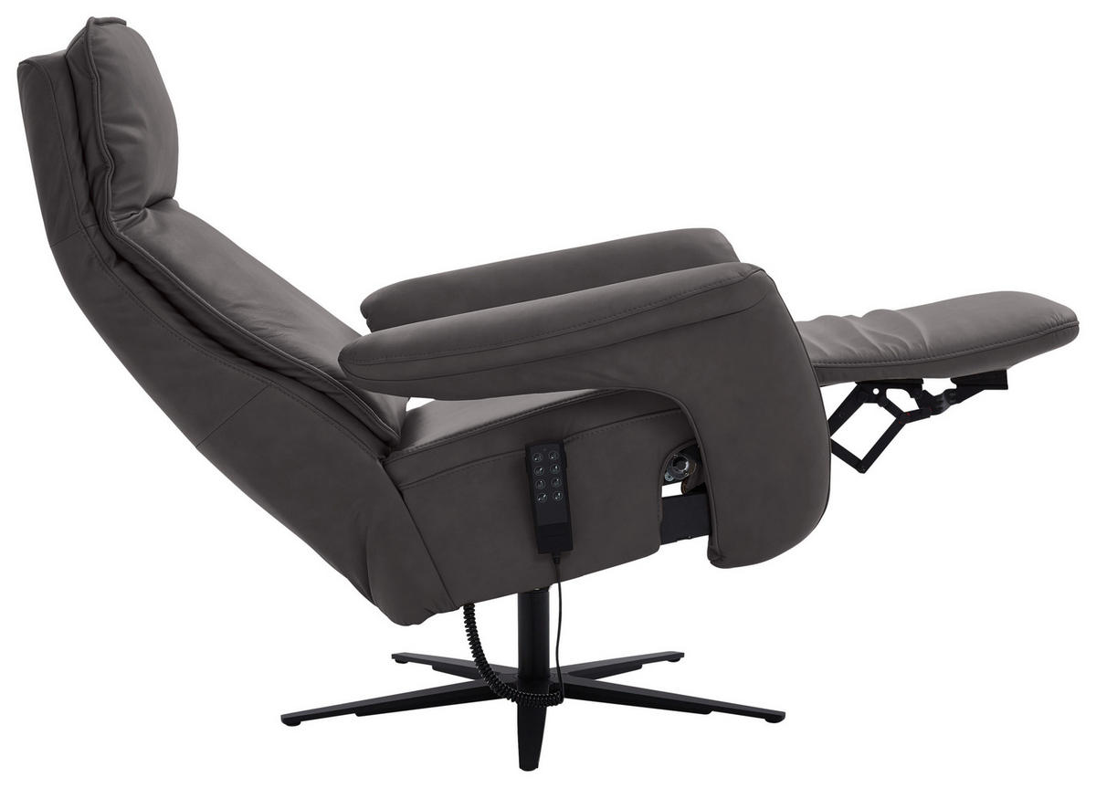 RELAXSESSEL in Leder Dunkelbraun  - Dunkelbraun/Schwarz, Design, Leder/Metall (83/123/87cm) - Valdera