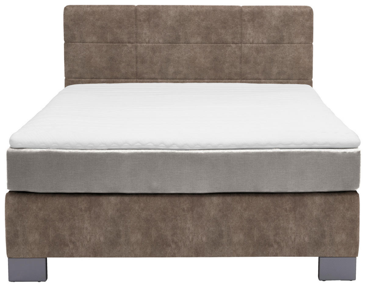 BOXSPRINGBETT 140/200 cm  in Taupe  - Taupe/Graphitfarben, Design, Holz/Textil (140/200cm) - Hom`in