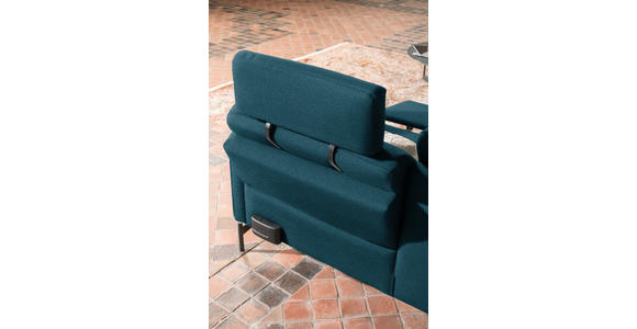 ECKSOFA in Flachgewebe, Struktur Petrol  - Anthrazit/Petrol, Design, Textil/Metall (230/254cm) - Ambiente