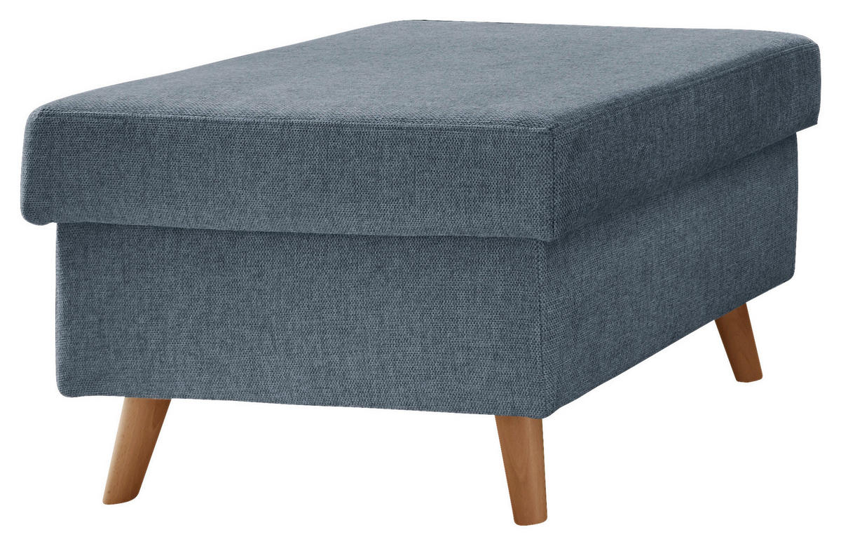 HOCKER Struktur Blau  - Blau/Naturfarben, KONVENTIONELL, Holz/Textil (61/43/61cm) - P & B