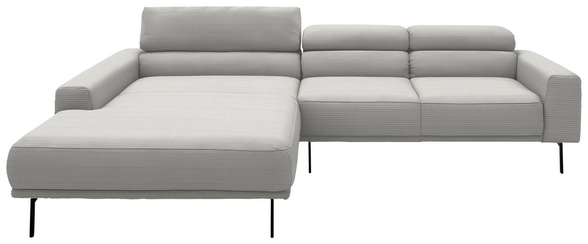 ECKSOFA Cord Greige  - Greige/Schwarz, Design, Textil/Metall (215-217/293cm) - Schöner Wohnen