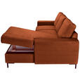 ECKSOFA Rostfarben Cord Rückenkissen, Bettkasten, Schlaffunktion, Rücken echt, Liegefläche im Originalstoff  - Rostfarben/Schwarz, KONVENTIONELL, Textil/Metall (240/150cm) - Carryhome