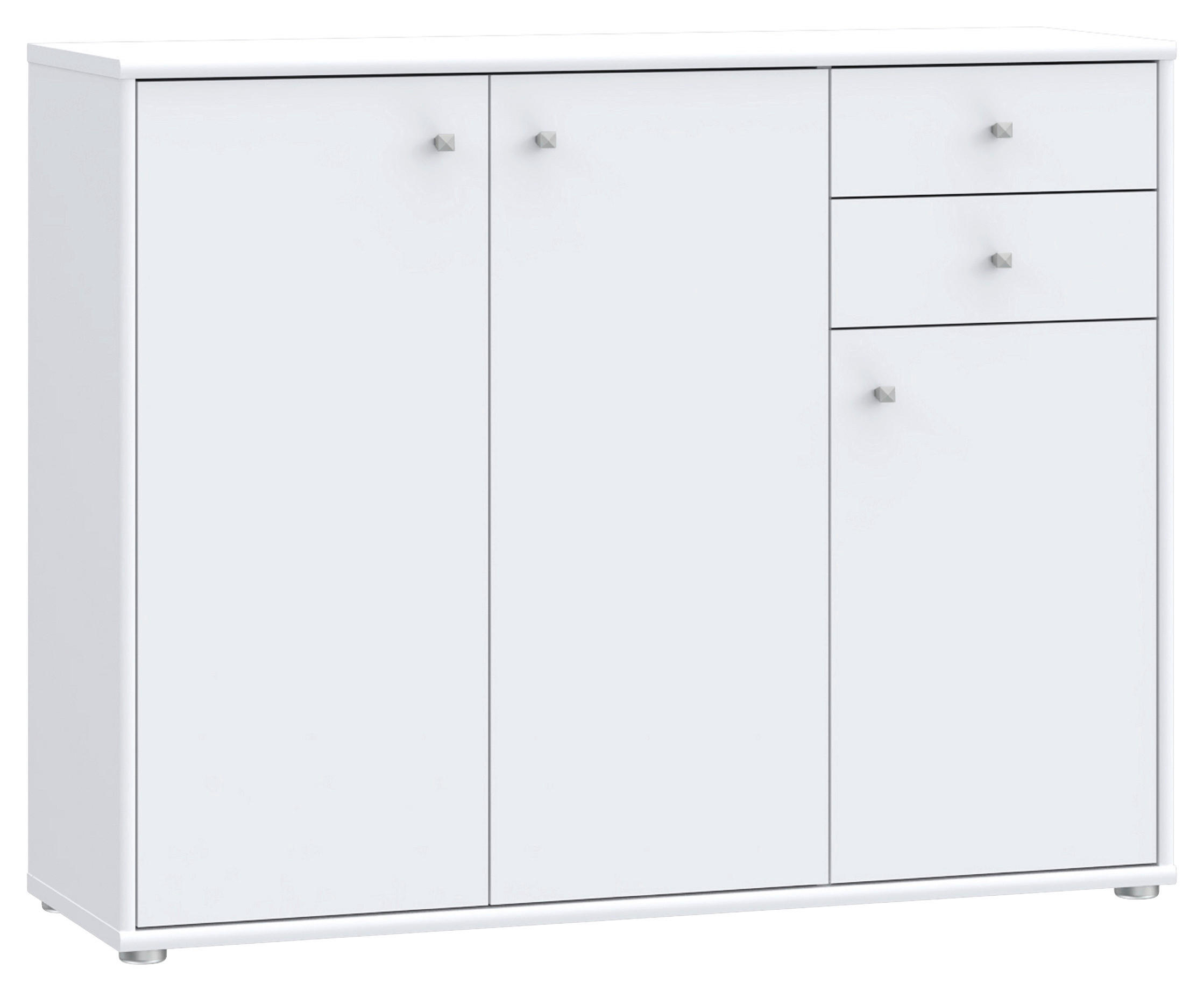 KOMMODE , 108,8/85,5/34,8 cm, 2 Schublade(n)  - Alufarben/Weiß, Design, Holzwerkstoff (108,8/85,5/34,8cm)