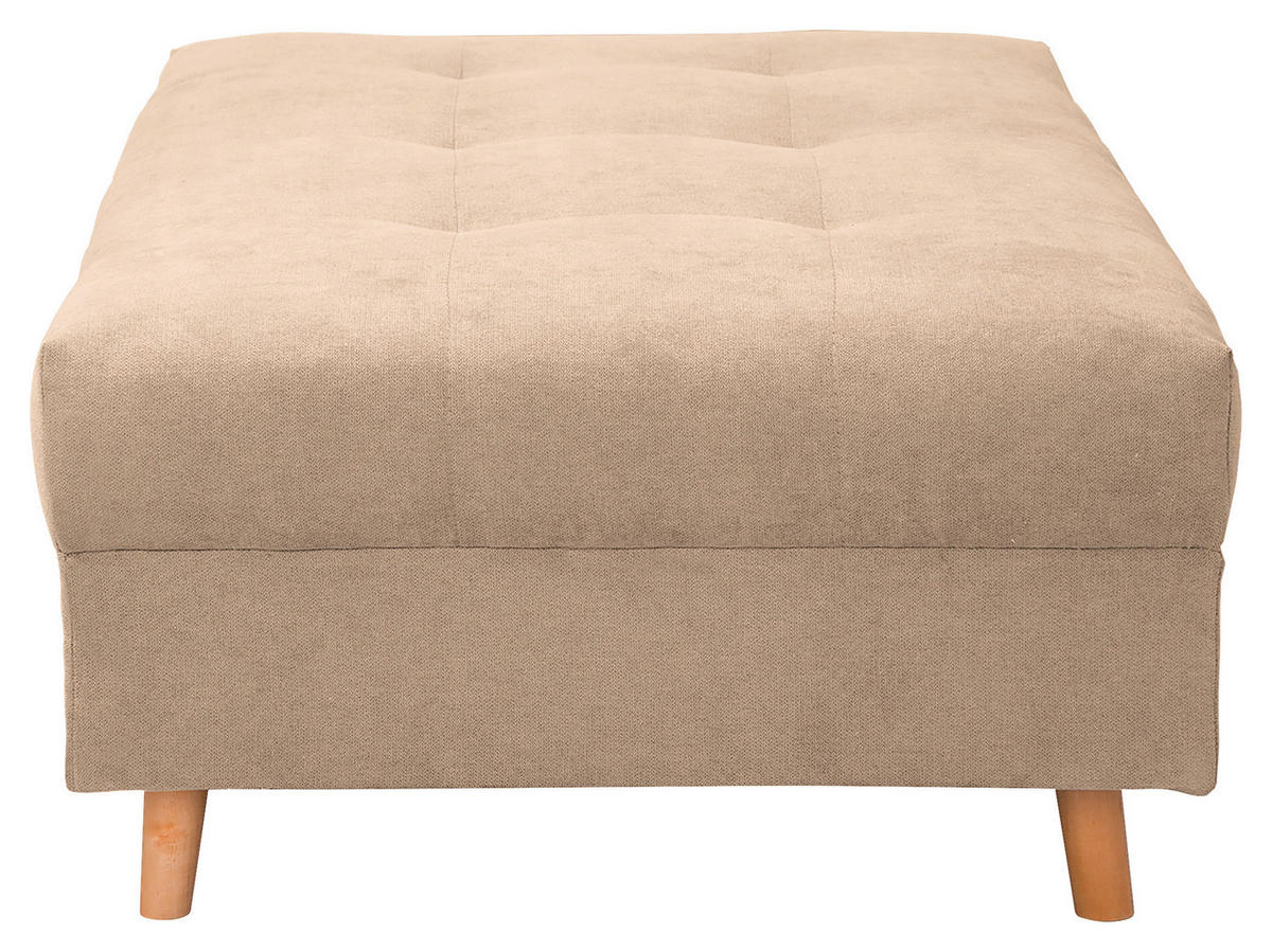 ECKSOFA inkl. Hocker Ariella Creme Mikrofaser  - Creme/Naturfarben, Design, Holz/Textil (161/231cm) - Livetastic
