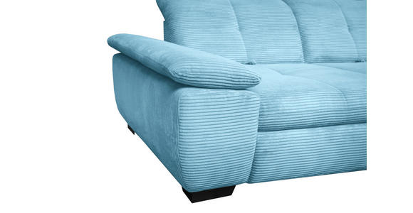 ECKSOFA in Cord Blau  - Blau/Schwarz, Design, Textil/Metall (313/242cm) - Xora