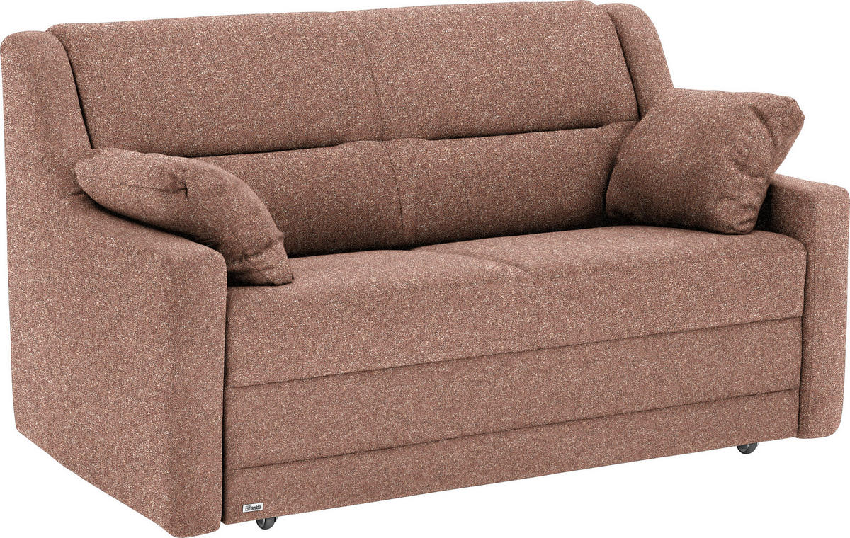 SCHLAFSOFA  in Mikrovelours Terracotta  - Terracotta/Schwarz, KONVENTIONELL, Kunststoff/Textil (152/88/91cm) - Sedda