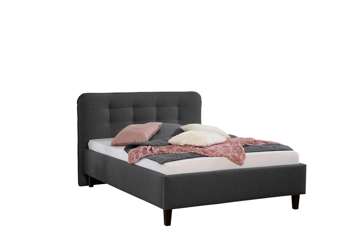 POLSTERBETT 140/200 cm,  in Anthrazit,  - Anthrazit/Schwarz, MODERN, Holz/Textil (140/200cm) - Livetastic