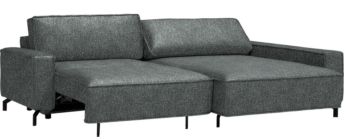 ECKSOFA  in Mikrofaser Graugrün  246/164 cm  - Schwarz/Graugrün, Design, Textil (246/164cm) - Sedda
