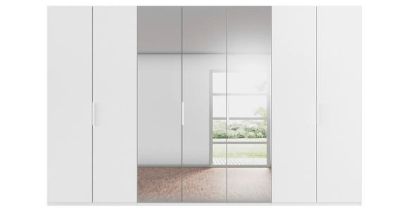 DREHTÜRENSCHRANK 350/223/61 cm,  in Weiß, 7-türig  - Weiß, Basics, Glas/Holzwerkstoff (350/223/61cm) - Novel