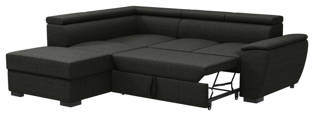 ECKSOFA Anthrazit Flachgewebe  - Anthrazit/Schwarz, KONVENTIONELL, Kunststoff/Textil (220/266cm) - Carryhome