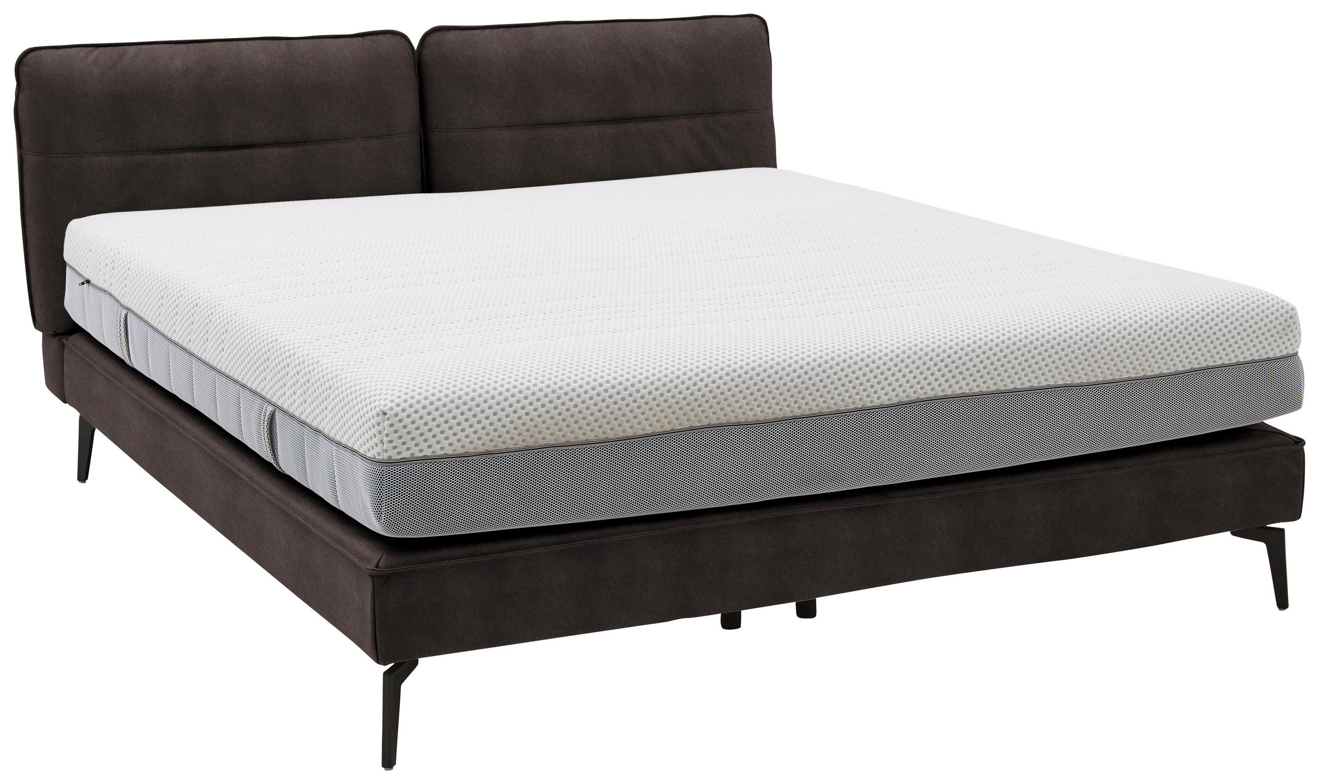 BOXSPRINGBETT  in Braun  - Schwarz/Braun, Design, Textil/Metall (200cm) - Johann Jakob