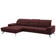 ECKSOFA in Echtleder Brombeere  - Brombeere/Schwarz, Design, Leder/Metall (193/332cm) - Dieter Knoll