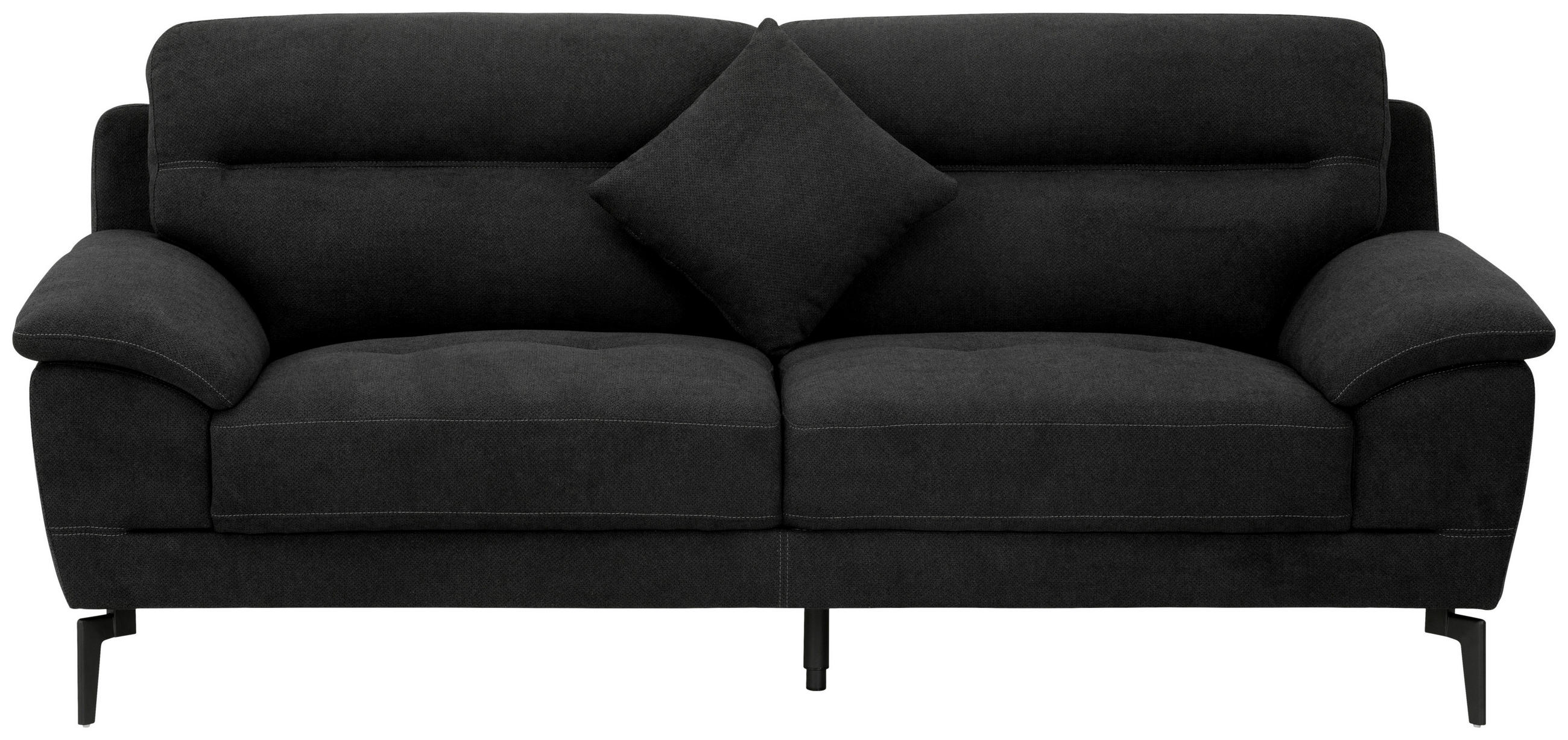 BOXSPRINGSOFA in Textil Schwarz  - Schwarz, KONVENTIONELL, Textil/Metall (215/92/94cm) - Livetastic