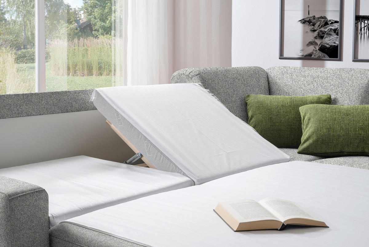 WOHNLANDSCHAFT  in Mikrovelours Naturfarben  - Anthrazit/Alufarben, KONVENTIONELL, Textil (237/323/158cm) - Sedda