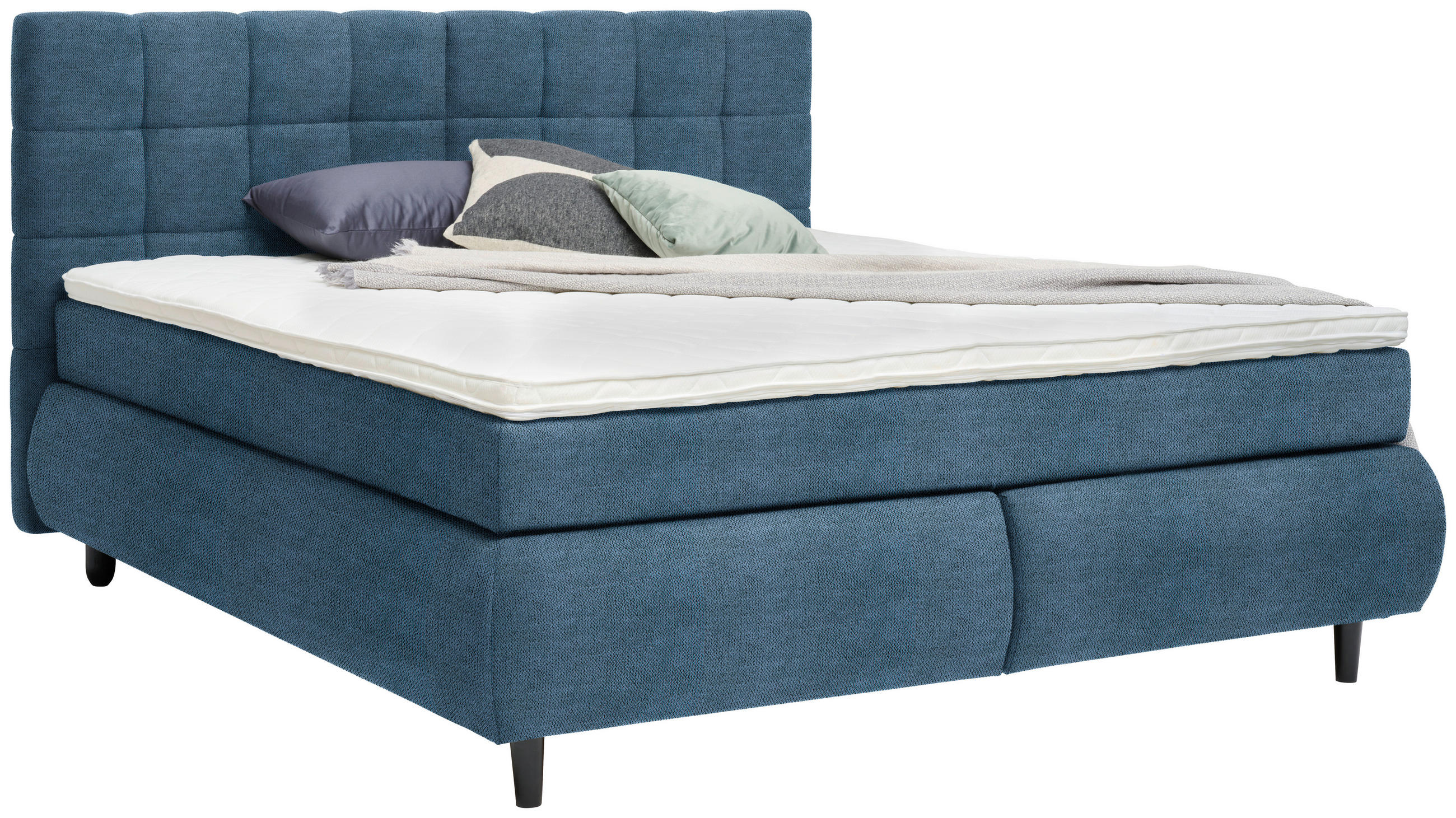 BOXSPRINGBETT 180/200 cm  in Blau  - Blau/Schwarz, KONVENTIONELL, Holz/Textil (180/200cm) - Ti'me