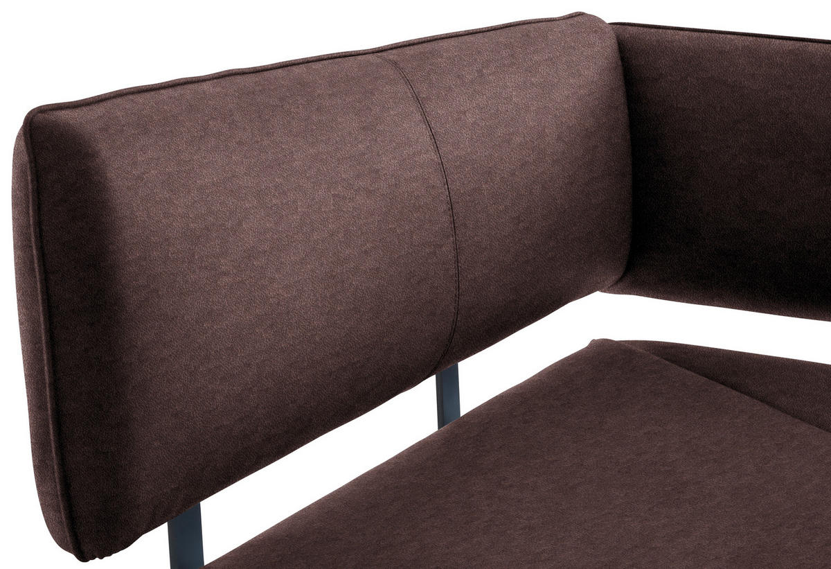 ECKBANK in Metall, Textil Dunkelbraun  - Dunkelbraun/Schwarz, Modern, Textil/Metall (150/190cm) - Cantus