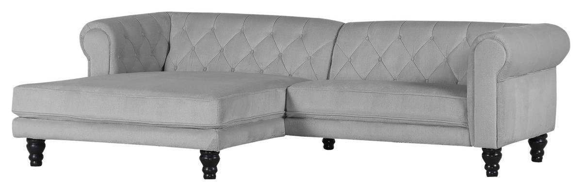 ECKSOFA in Plüsch Grau  160/260 cm  - Dunkelbraun/Grau, Design, Holz/Textil (160/260cm) - MID.YOU