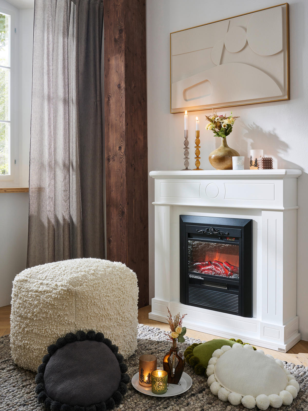 ECKSOFA in Webstoff Creme  - Eichefarben/Creme, Design, Holz/Textil (282/175cm) - Carryhome
