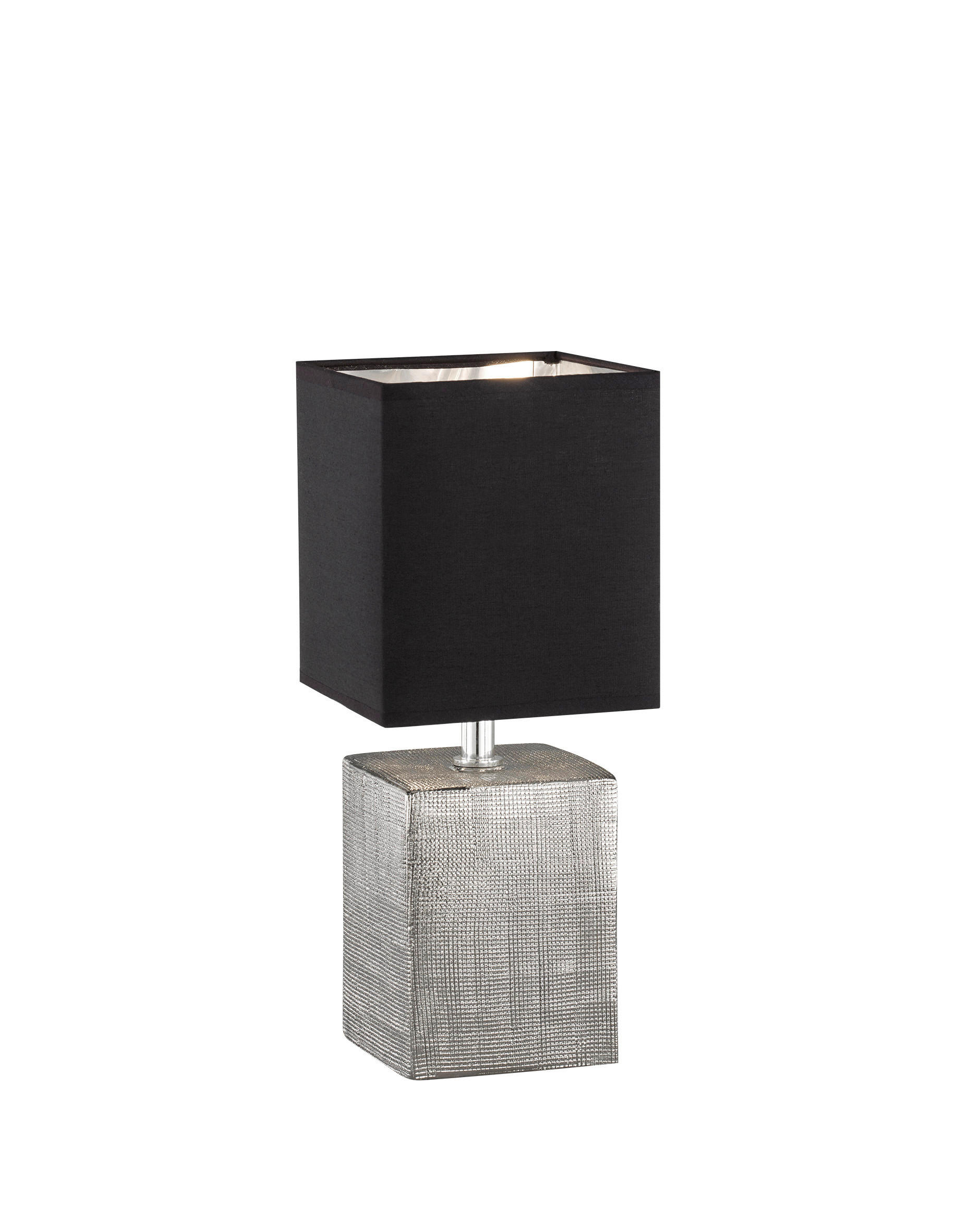 STONA LAMPA  - srebrna/crna, Konvencionalno, tekstil/keramika (14/35/14cm)