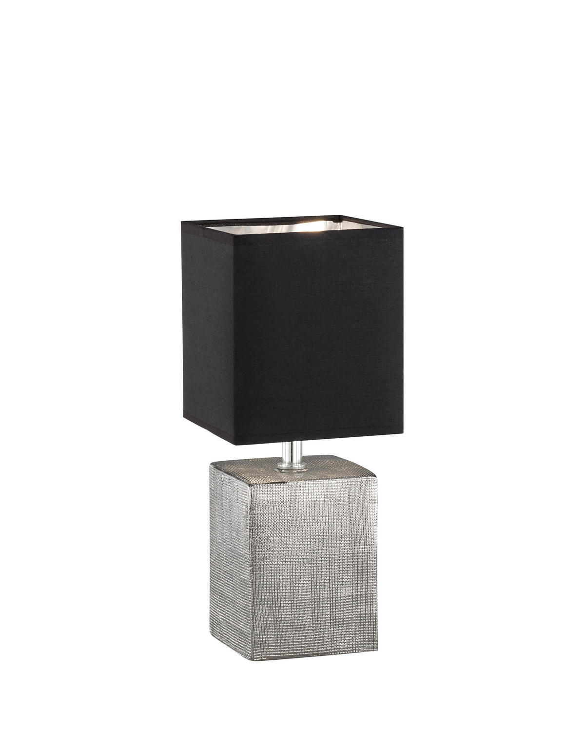 STONA LAMPA  - srebrna/crna, Konvencionalno, tekstil/keramika (14/35/14cm)