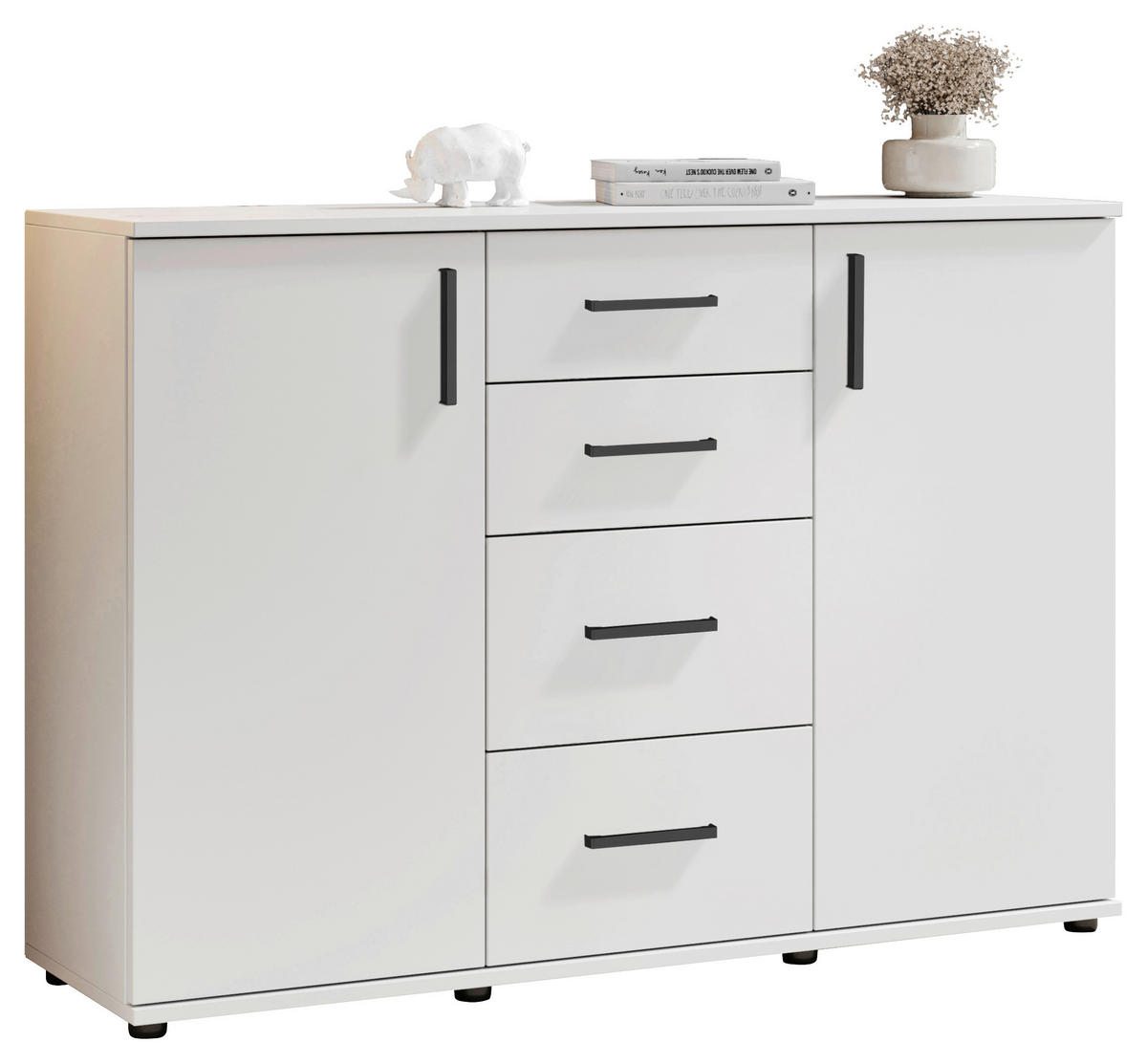 Sideboard Basel BC 1040  in 120/84/35 cm  - Schwarz/Weiß, Design, Holzwerkstoff/Kunststoff (120/84/35cm) - Livetastic