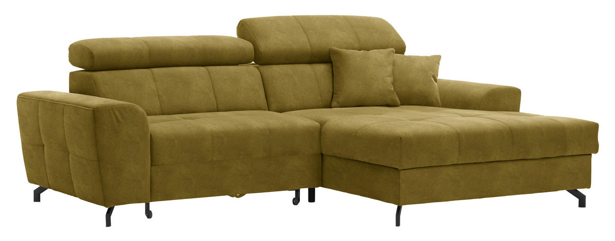 ECKSOFA in Velours Gelb, Grün  267/181 cm  - Gelb/Schwarz, Design, Textil/Metall (267/181cm) - Carryhome