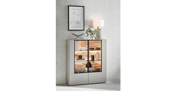 HIGHBOARD Grau 121,9/138,3/37,1 cm - Schwarz/Grau, Design, Glas/Holzwerkstoff (121,9/138,3/37,1cm) - Dieter Knoll