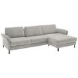 ECKSOFA  in Chenille, Flachgewebe Cappuccino  316/175 cm  - Schwarz/Cappuccino, Design, Textil/Metall (316/175cm) - Dieter Knoll