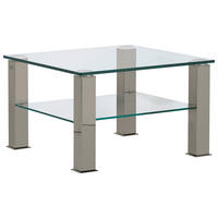 COUCHTISCH Kristallglas 75/75/42,5 cm quadratisch Grau  - Grau, Design, Glas/Kunststoff (75/75/42,5cm)