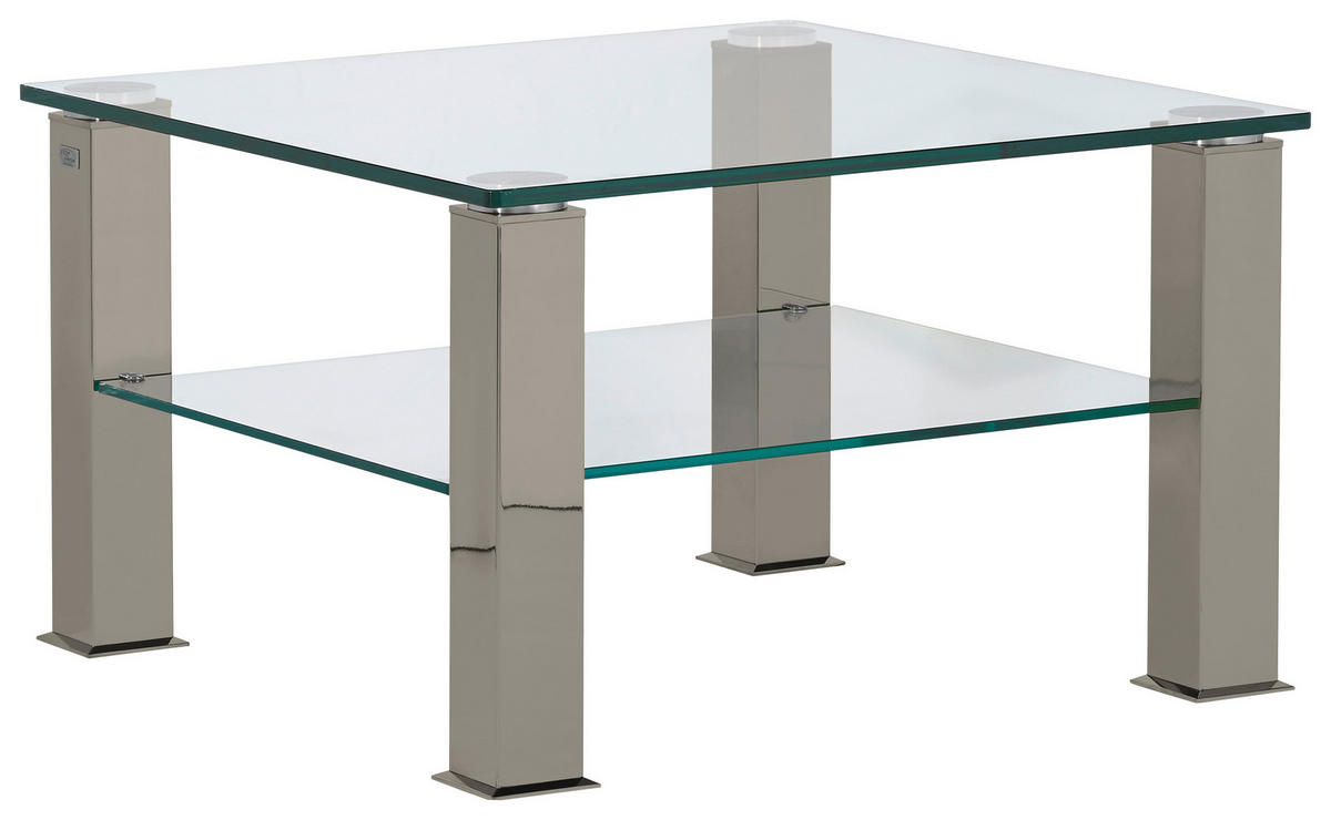 COUCHTISCH Kristallglas 75/75/42,5 cm quadratisch Grau  - Grau, Design, Glas/Kunststoff (75/75/42,5cm)