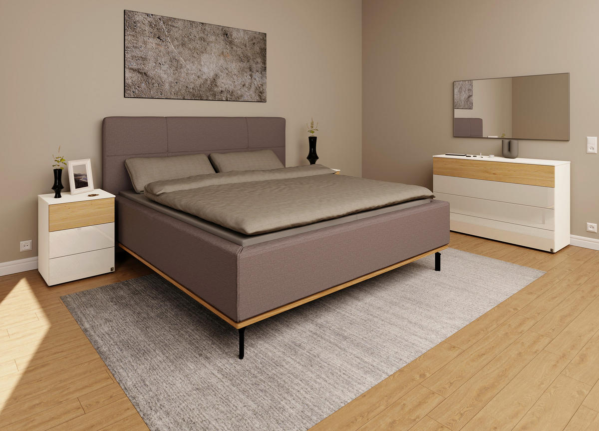 POLSTERBETT Matratze, Lattenrost, Bettkasten 180/200 cm  in Graubraun  - Graubraun/Graphitfarben, Design, Holz/Textil (180/200cm) - Musterring