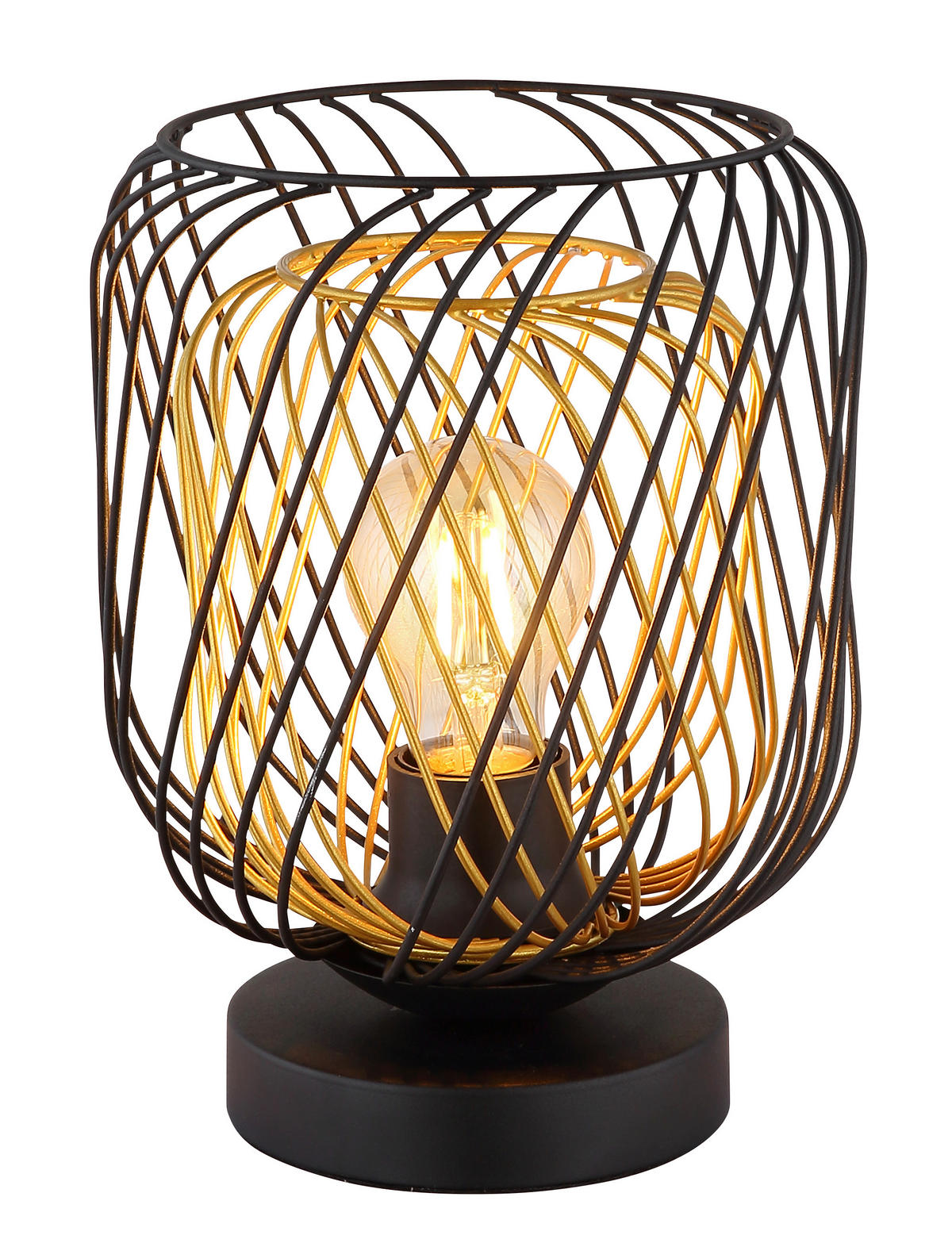 TISCHLEUCHTE 18/24,5 cm   - Goldfarben/Schwarz, Basics, Kunststoff/Metall (18/24,5cm) - Globo