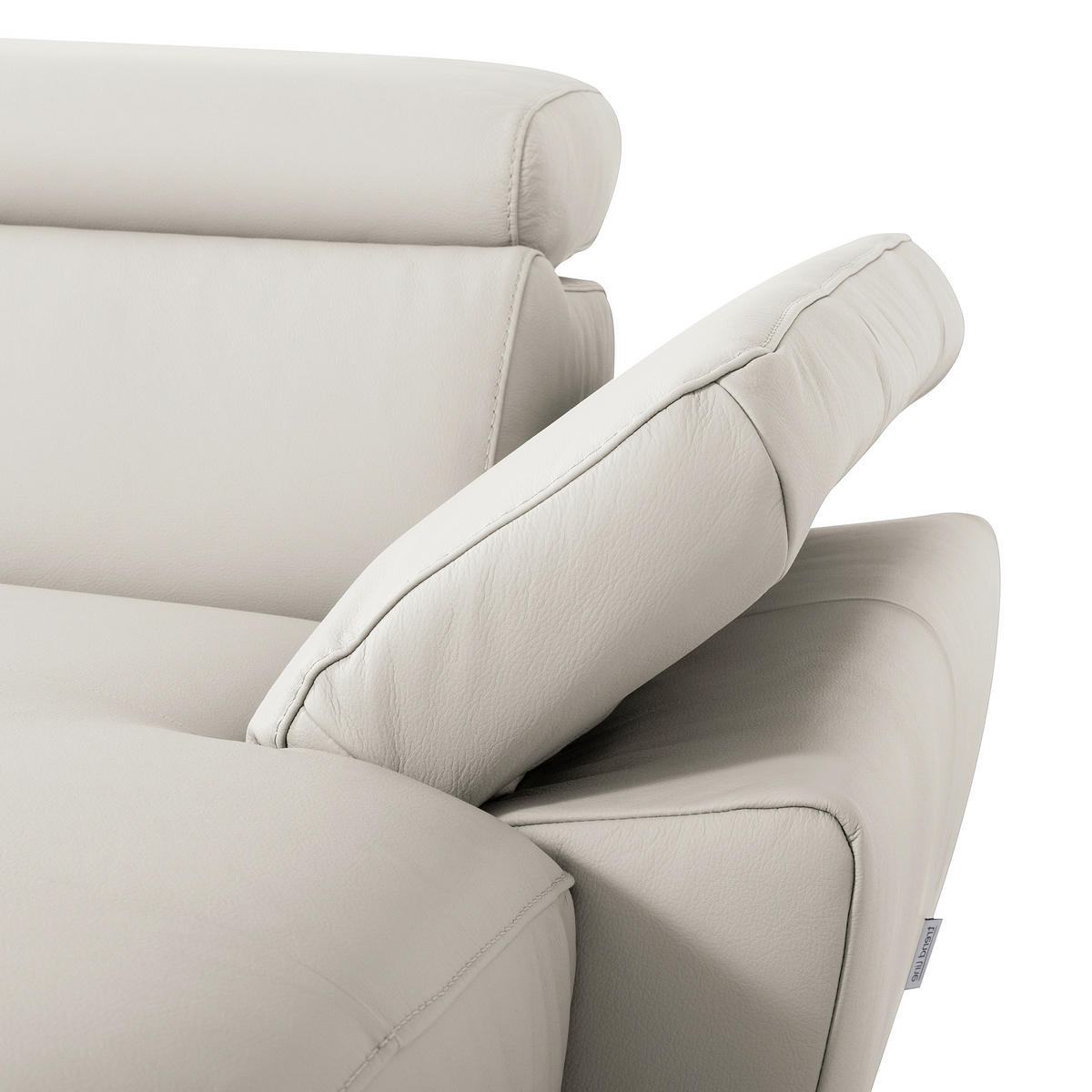 ECKSOFA SONO in Lederlook Echtleder Platinfarben Bettkasten, Armteilverstellung, Kopfteilverstellung  252/179 cm  - Platinfarben/Chromfarben, Design, Leder/Textil (252/179cm) - Livetastic
