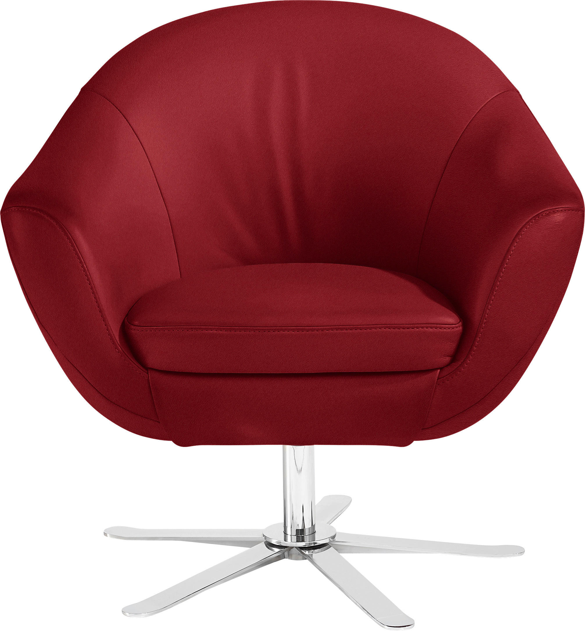 SESSEL Echtleder Rot    - Chromfarben/Rot, KONVENTIONELL, Leder/Metall (84/82/71cm) - Joop!