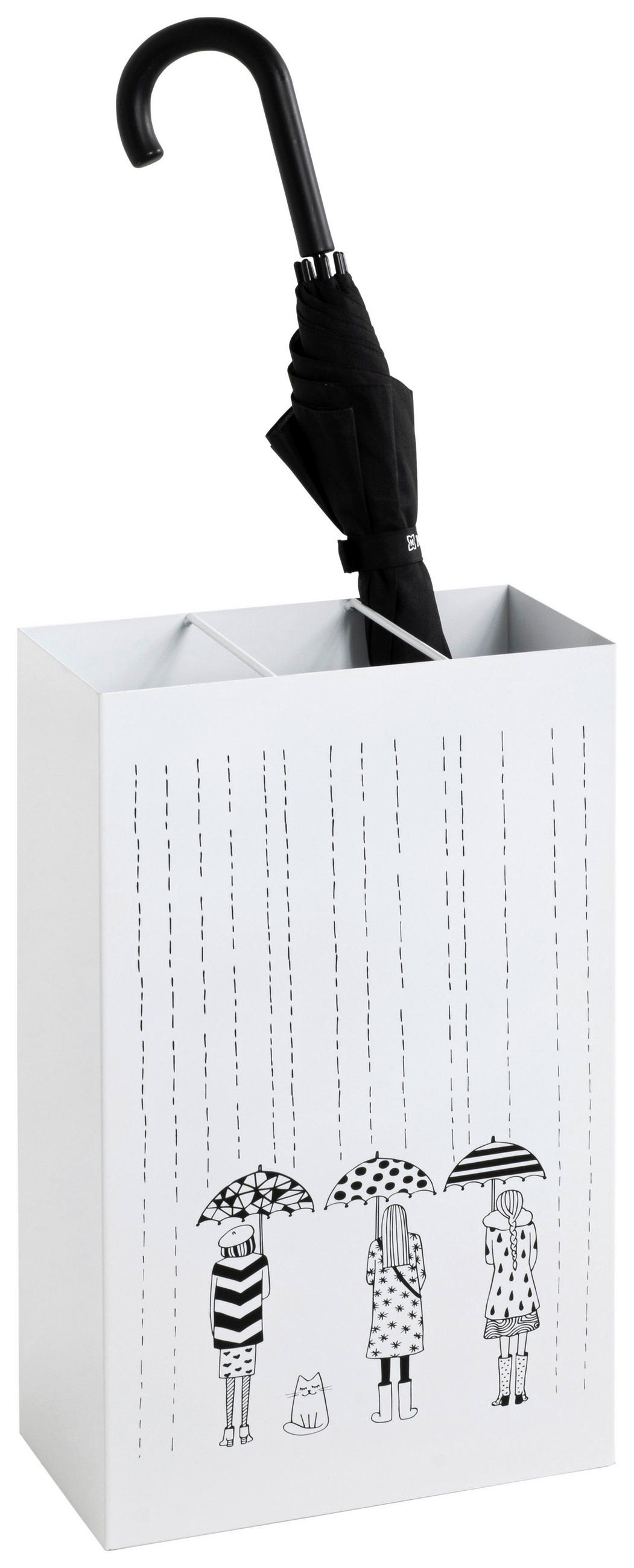 SCHIRMSTÄNDER Metall Schwarz, Weiß  - Schwarz/Weiß, Design, Metall (30/48/16cm)