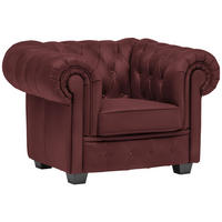 CHESTERFIELD-SESSEL in Lederlook Bordeaux  - Wengefarben/Bordeaux, Lifestyle, Holz/Textil (115/76,5/96cm) - Landscape