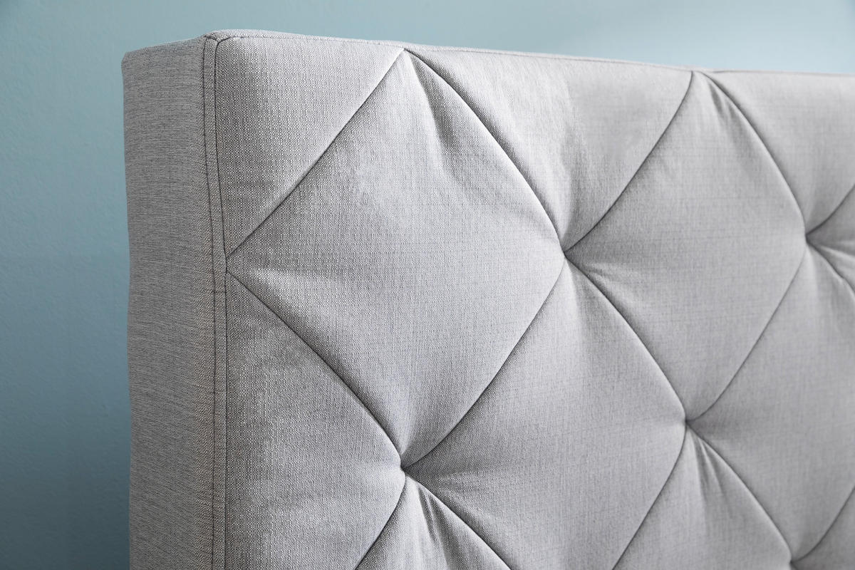 POLSTERBETT 180/200 cm,  in Hellgrau,  - Chromfarben/Hellgrau, KONVENTIONELL, Textil/Metall (180/200cm) - Livetastic