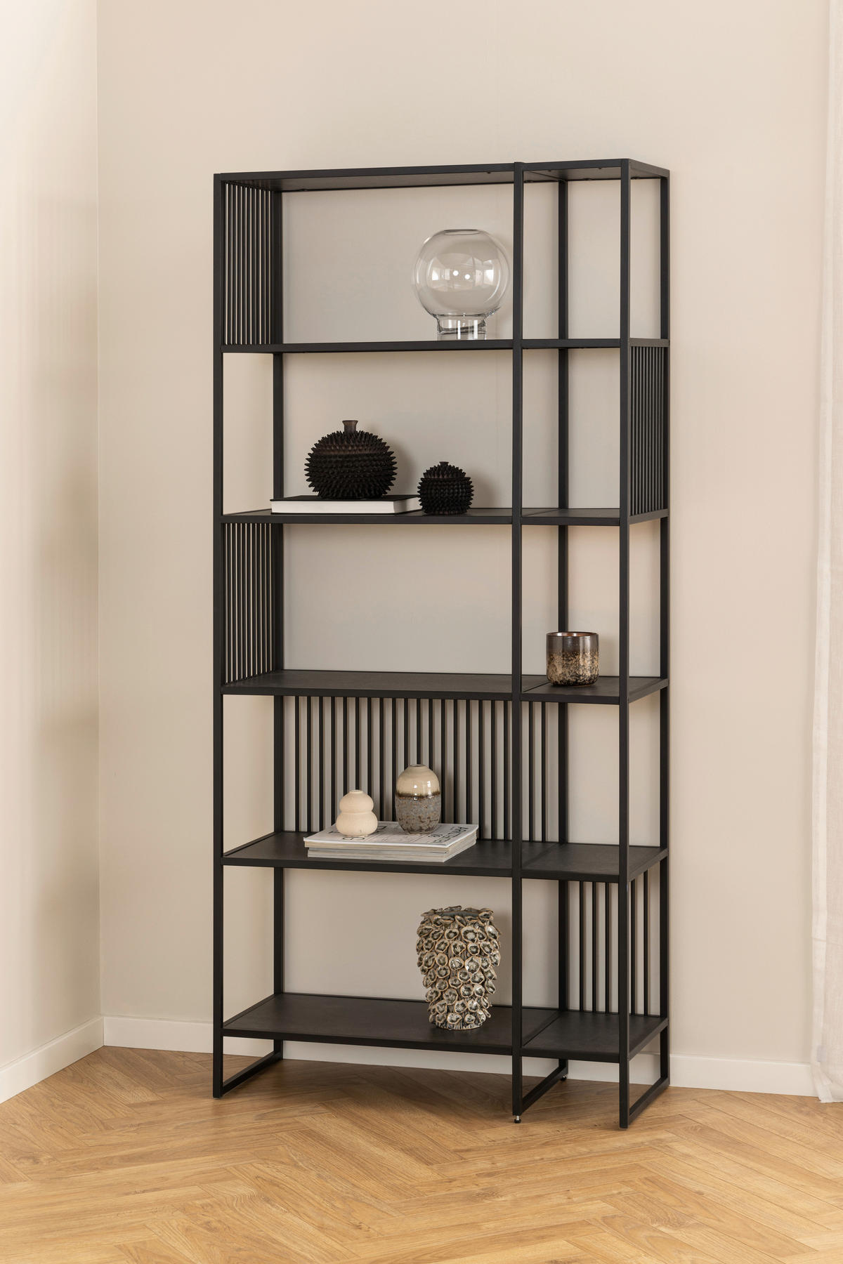 REGAL Schwarz  - Schwarz, Design, Holzwerkstoff/Metall (85/185/35cm) - MID.YOU