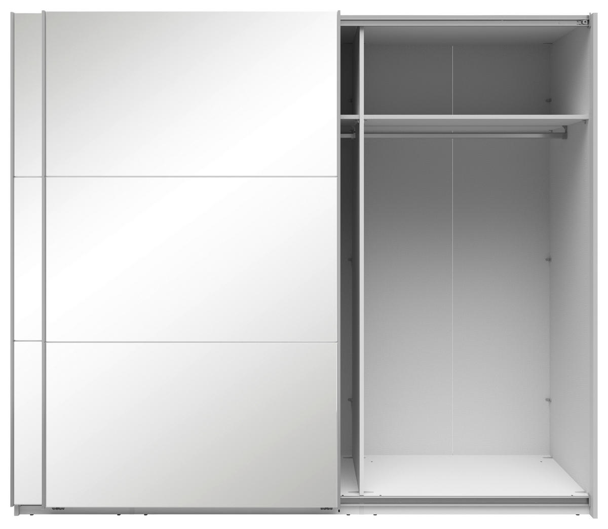 SCHWEBETÜRENSCHRANK 250/216/64 cm 2-türig Weiß  - Silberfarben/Weiß, Basics, Glas/Holzwerkstoff (250/216/64cm) - Boxxx