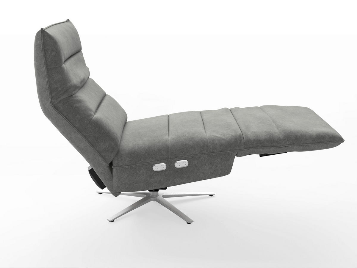RELAXSESSEL EVE E Flachgewebe Kopfteilverstellung, Rücken echt    - Silberfarben/Grau, Basics, Textil/Metall (80/109/98cm) - Sit & More