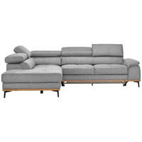 ECKSOFA in Webstoff Hellgrau  - Hellgrau/Schwarz, Natur, Holz/Textil (226/282cm) - Novel