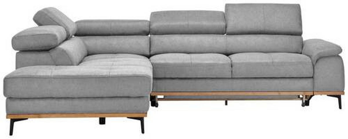 ECKSOFA in Webstoff Hellgrau  - Hellgrau/Schwarz, Natur, Holz/Textil (226/282cm) - Novel