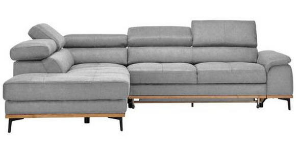 ECKSOFA Hellgrau Webstoff - Hellgrau/Schwarz, Natur, Holz/Textil (226/282cm) - Novel