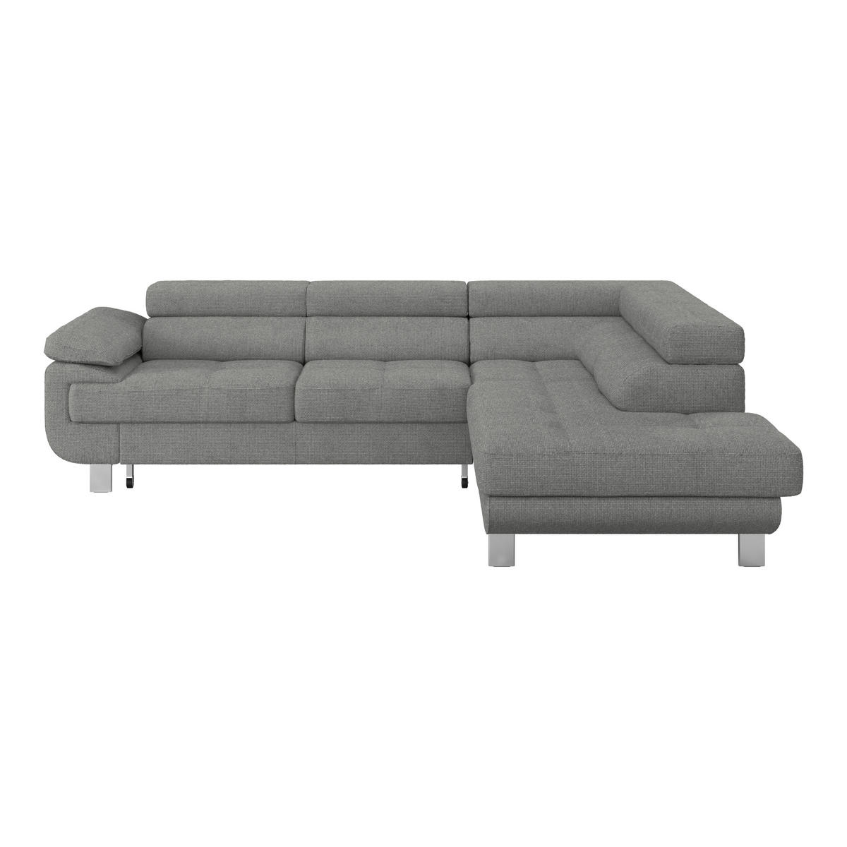 ECKSOFA Dunkelgrau Drell  - Dunkelgrau, MODERN, Textil/Metall (270/230cm) - MID.YOU
