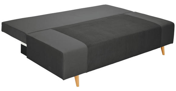 SCHLAFSOFA in Cord, Velours Dunkelgrau - Dunkelgrau/Buchefarben, KONVENTIONELL, Holz/Textil (191/92/89cm) - Carryhome