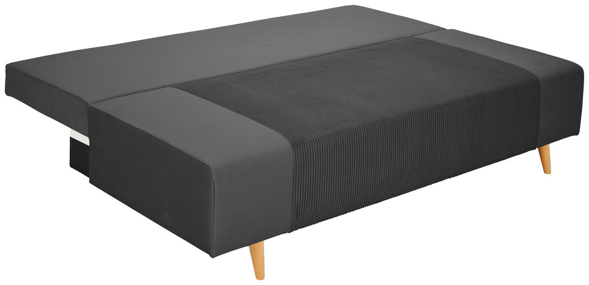 SCHLAFSOFA in Cord, Velours Dunkelgrau  - Dunkelgrau/Buchefarben, Konventionell, Holz/Textil (191/92/89cm) - MID.YOU