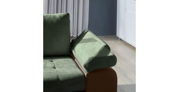 ECKSOFA in Flachgewebe Braun, Olivgrün  - Braun/Olivgrün, Design, Kunststoff/Textil (175/271cm) - Xora