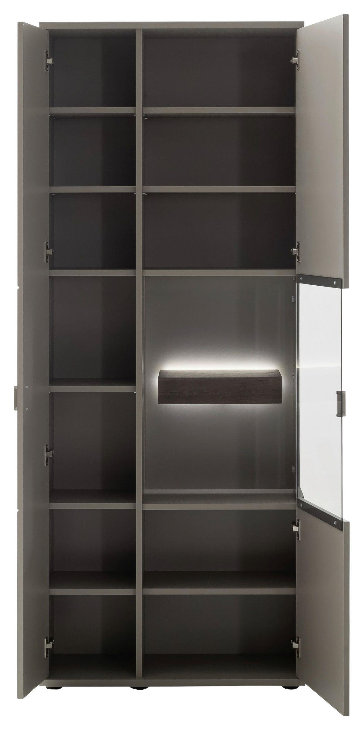 VITRINE in furniert Grau, Eichefarben  - Eichefarben/Grau, Design, Glas/Holzwerkstoff (80/201/37cm) - Novel