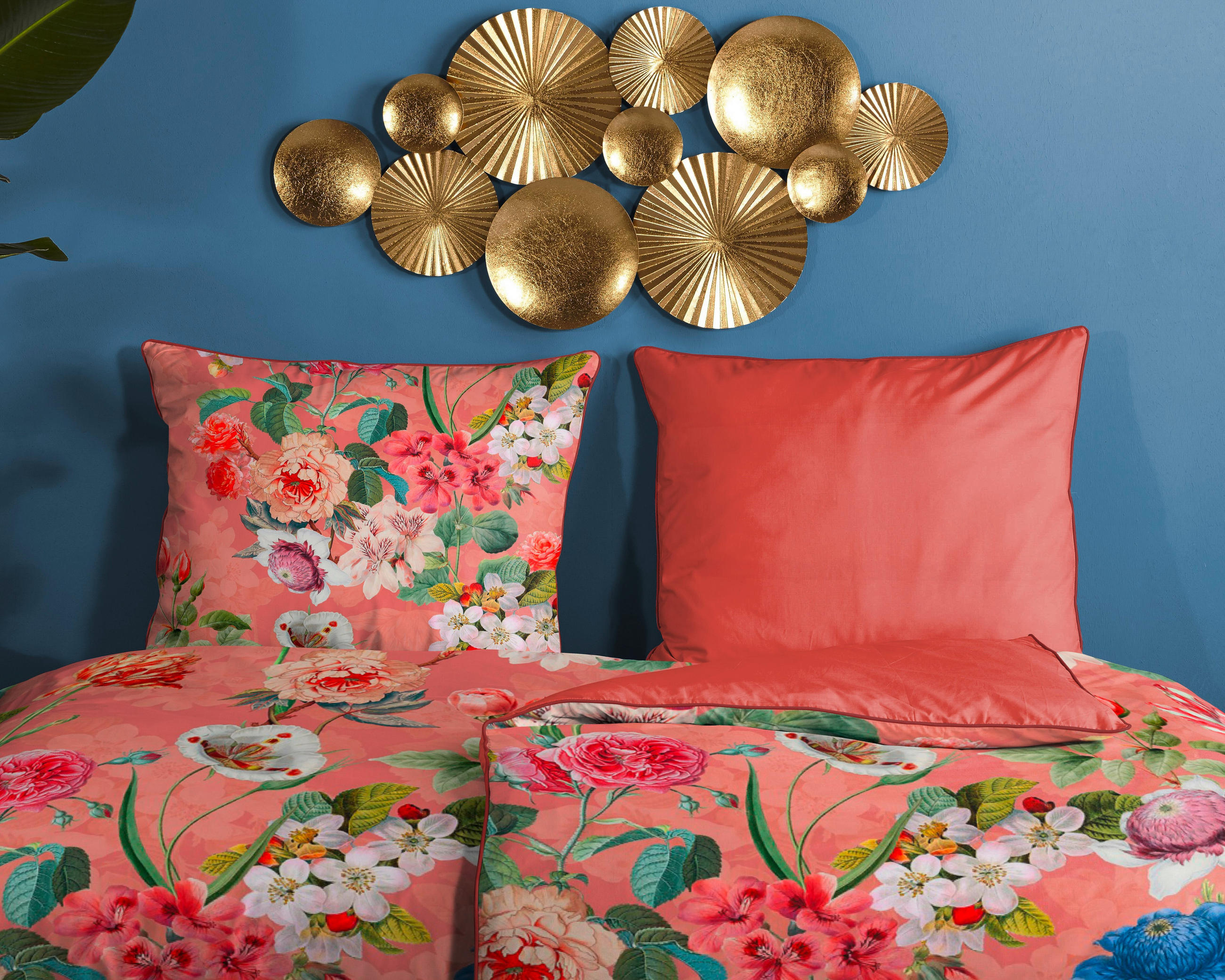 Thumbnail - Wendebettwäsche Amalia, Rot, Terracotta, Textil, Floral, 135x200 cm, atmungsaktiv, Schlaftextilien, Bettwäsche, Bettwäsc...